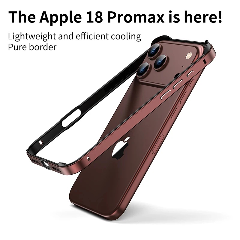 Metal Bumper Aluminum Frame Case - iPhone 18 Pro/18 Pro Max用ハイブリッドシリコンフレーム、アルミニウム製金属ケース。優れた放熱性を持つ合金製バンパー。